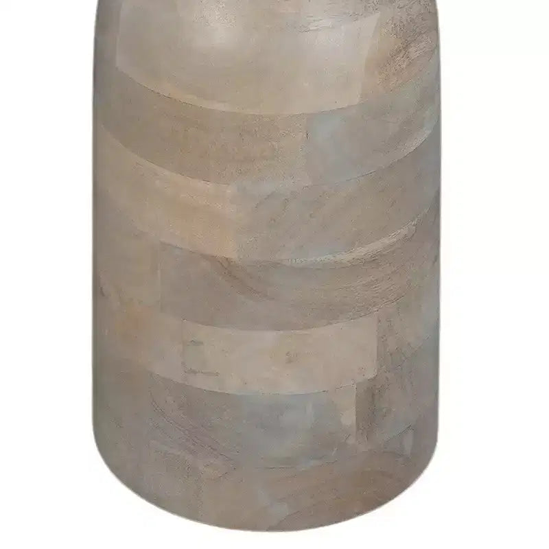 Tavolino rotondo da 12" in legno di mango con base a piedistallo tornita – Marrone naturale, completamente assemblato