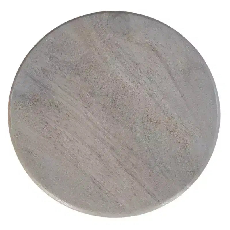Tavolino rotondo da 12" in legno di mango con base a piedistallo tornita – Marrone naturale, completamente assemblato