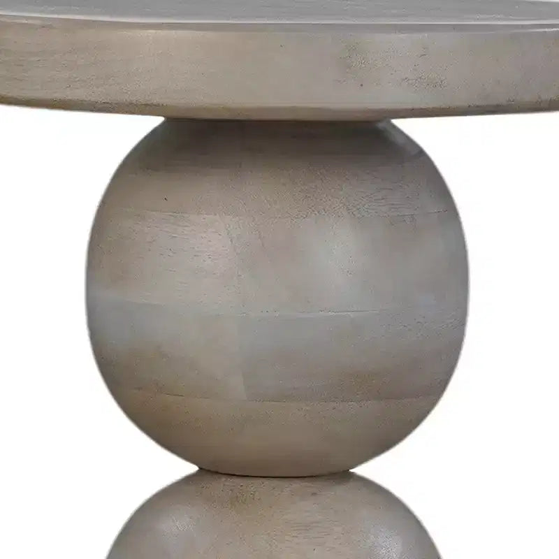 Tavolino rotondo da 12" in legno di mango con base a piedistallo tornita – Marrone naturale, completamente assemblato