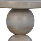 Tavolino rotondo da 12" in legno di mango con base a piedistallo tornita – Marrone naturale, completamente assemblato