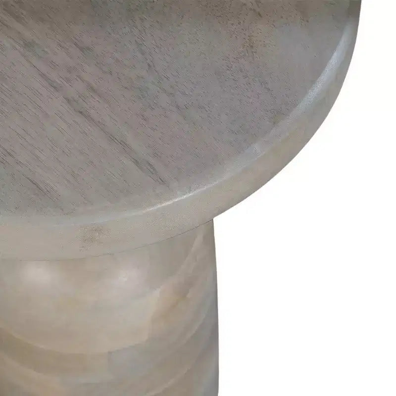 Tavolino rotondo da 12" in legno di mango con base a piedistallo tornita – Marrone naturale, completamente assemblato