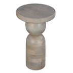 Tavolino rotondo da 12" in legno di mango con base a piedistallo tornita – Marrone naturale, completamente assemblato