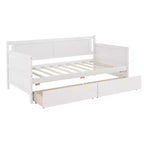 Letto a piattaforma in legno di pino singolo con 2 cassetti portaoggetti nascosti – Bianco, non richiede materasso a molle