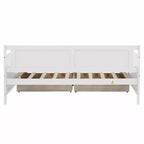 Letto a piattaforma in legno di pino singolo con 2 cassetti portaoggetti nascosti – Bianco, non richiede materasso a molle