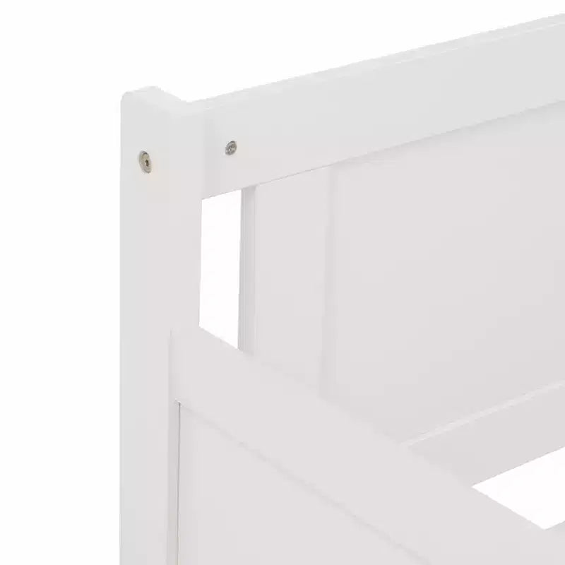 Letto a piattaforma in legno di pino singolo con 2 cassetti portaoggetti nascosti – Bianco, non richiede materasso a molle