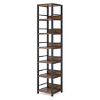 Libreria angolare a 6 ripiani alta 190 cm – Scaffale salvaspazio compatto da 34 cm con cinghia antiribaltamento