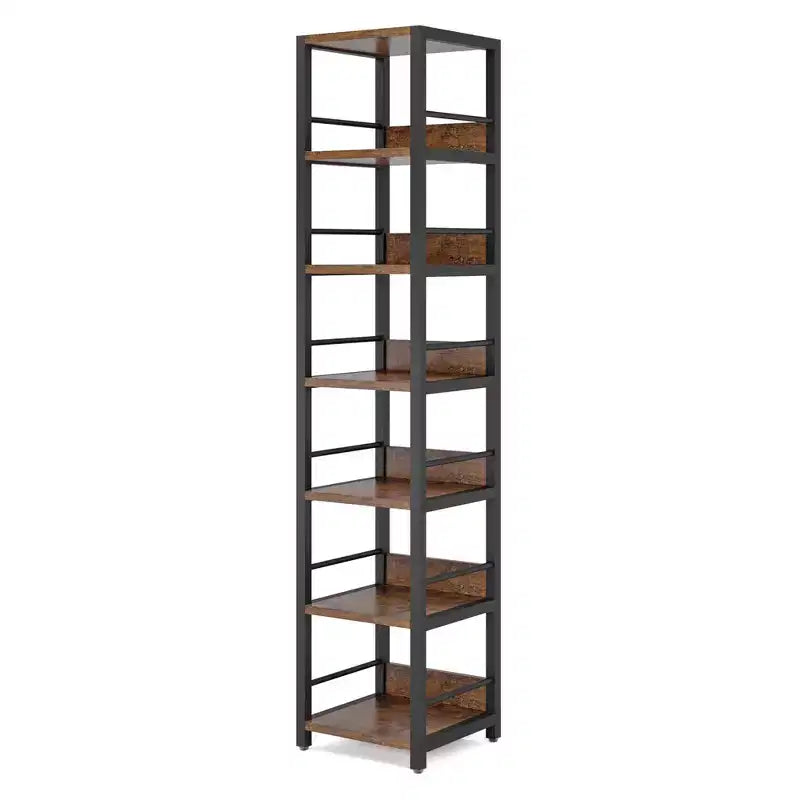 Libreria angolare a 6 ripiani alta 190 cm – Scaffale salvaspazio compatto da 34 cm con cinghia antiribaltamento