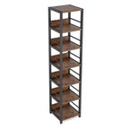 Libreria angolare a 6 ripiani alta 190 cm – Scaffale salvaspazio compatto da 34 cm con cinghia antiribaltamento