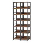 Libreria angolare a 6 ripiani alta 190 cm – Scaffale salvaspazio compatto da 34 cm con cinghia antiribaltamento