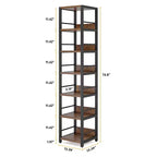 Libreria angolare a 6 ripiani alta 190 cm – Scaffale salvaspazio compatto da 34 cm con cinghia antiribaltamento