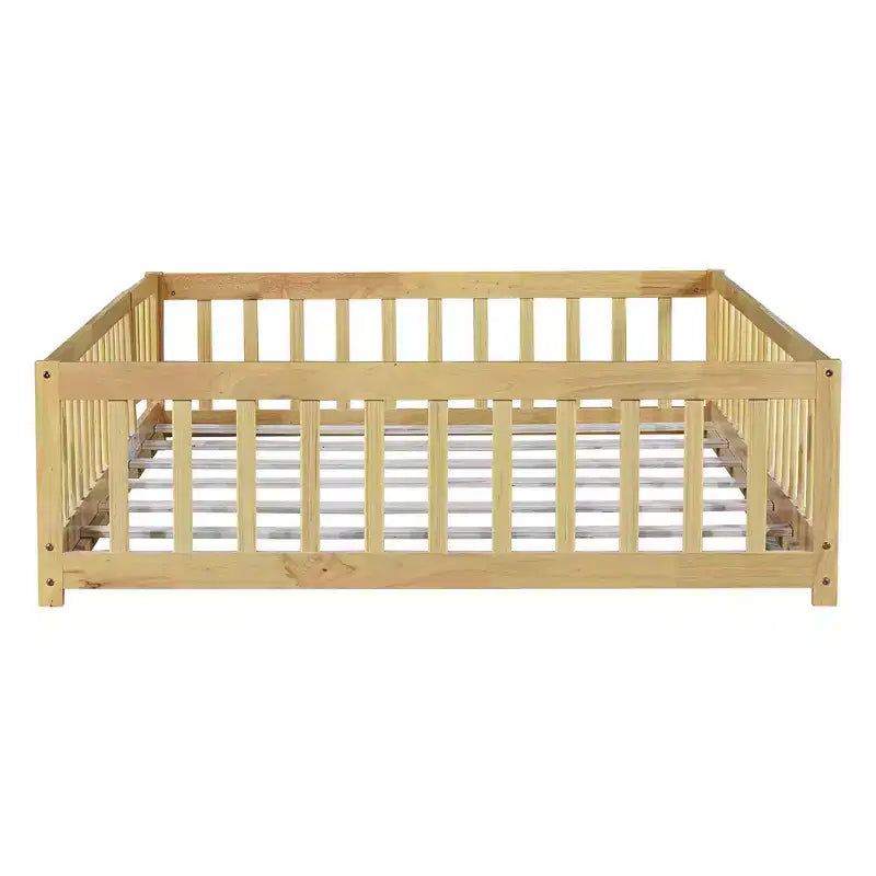 Letto per Bambini a grandezza naturale con Recinzione di Sicurezza e Porta – Letto Basso per Bambini con Sponda di Protezione