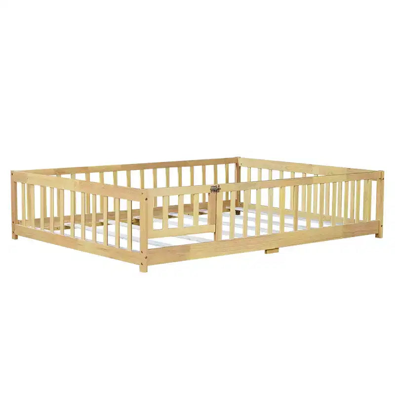 Letto per Bambini a grandezza naturale con Recinzione di Sicurezza e Porta – Letto Basso per Bambini con Sponda di Protezione