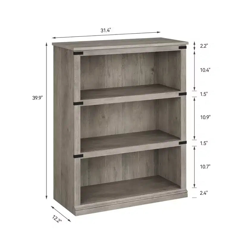 Libreria da fattoria a 3 ripiani | Scaffale in legno autoportante con kit di fissaggio a parete