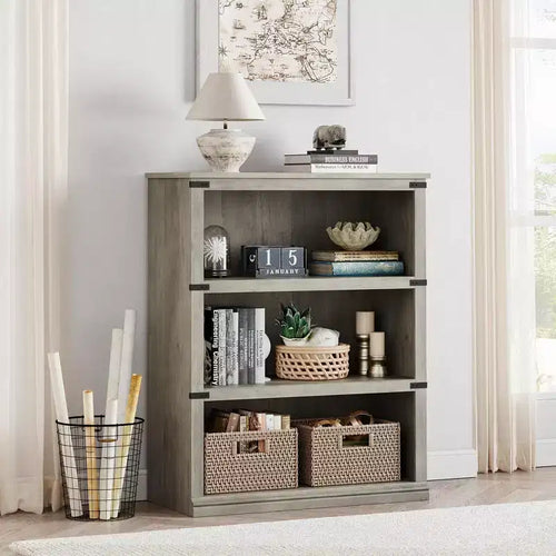 GustoWave 3 Tier Bookcase, Freestanding Wooden Bookshelf Storage Organizer Display Shelf, Bookcase Shelving Unit for Displa