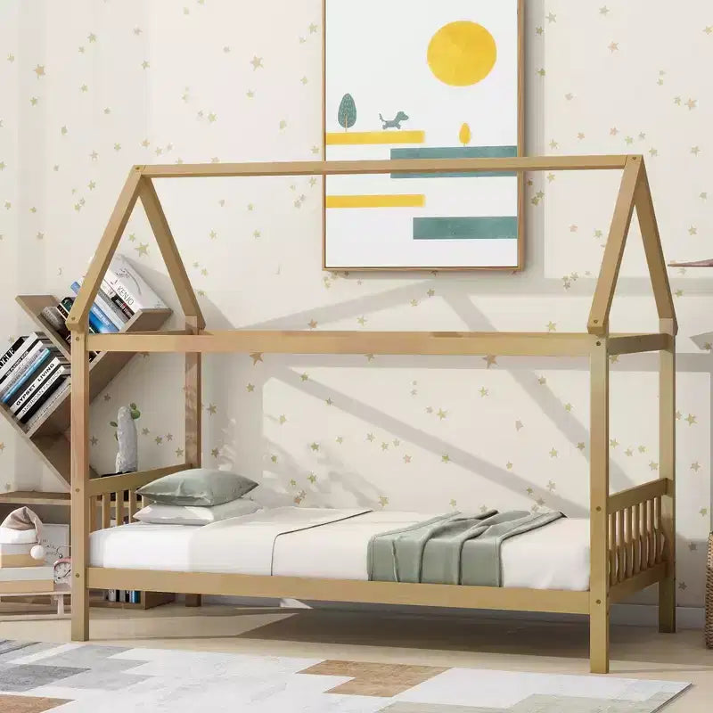 Letto a castello con struttura in legno massello di caucciù – Beige