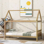 Letto a castello con struttura in legno massello di caucciù – Beige