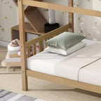 Letto a castello con struttura in legno massello di caucciù – Beige