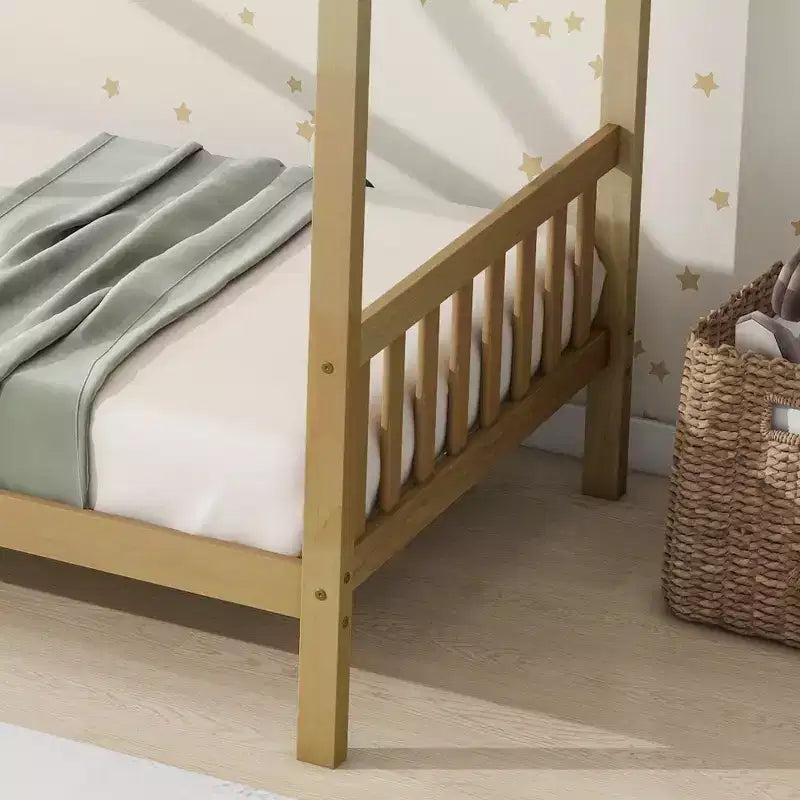 Letto a castello con struttura in legno massello di caucciù – Beige