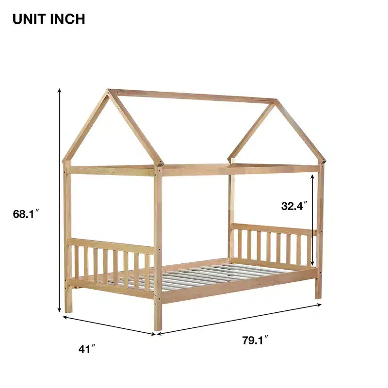 Letto a castello con struttura in legno massello di caucciù – Beige