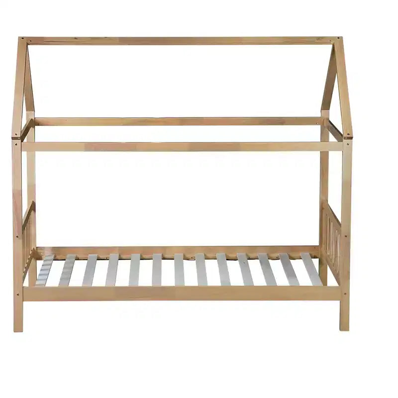 Letto a castello con struttura in legno massello di caucciù – Beige
