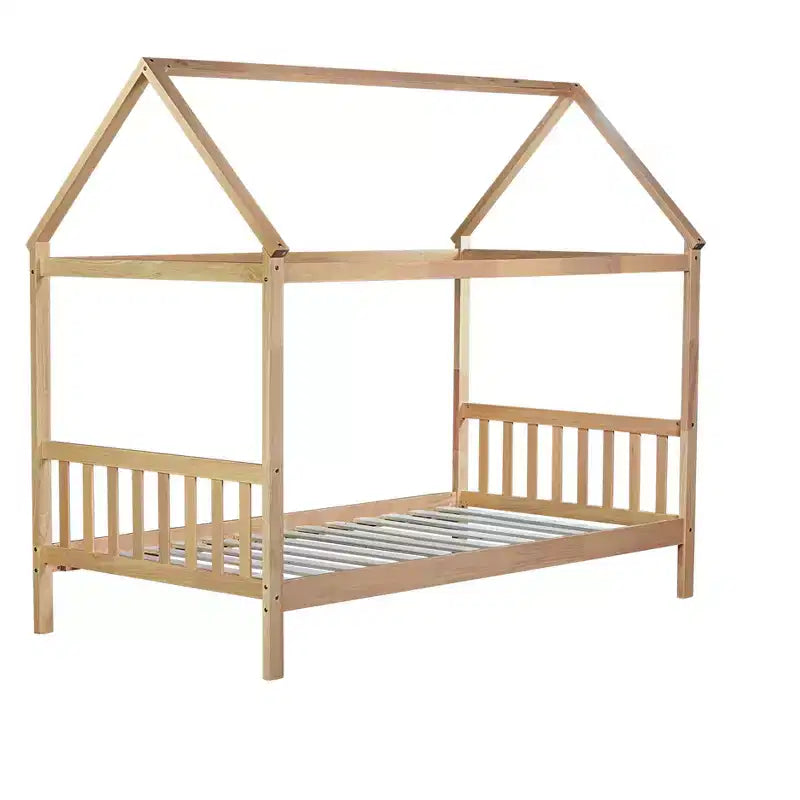 Letto a castello con struttura in legno massello di caucciù – Beige