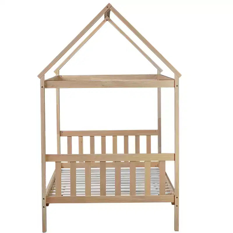 Letto a castello con struttura in legno massello di caucciù – Beige