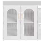 Madia da buffet, mobile contenitore in legno con ante in vetro, due maniglie in metallo, mobile contenitore con ripiani regolabili, madia moderna