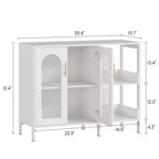 Madia da buffet, mobile contenitore in legno con ante in vetro, due maniglie in metallo, mobile contenitore con ripiani regolabili, madia moderna