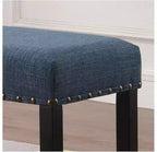 Panca da Pranzo Imbottita 44" con Borchie Decorative – Tessuto in Poliestere, Gambe in Legno Massello, 2 Posti