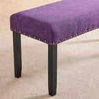 Panca da Pranzo Imbottita 44" con Borchie Decorative – Tessuto in Poliestere, Gambe in Legno Massello, 2 Posti