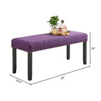 Panca da Pranzo Imbottita 44" con Borchie Decorative – Tessuto in Poliestere, Gambe in Legno Massello, 2 Posti