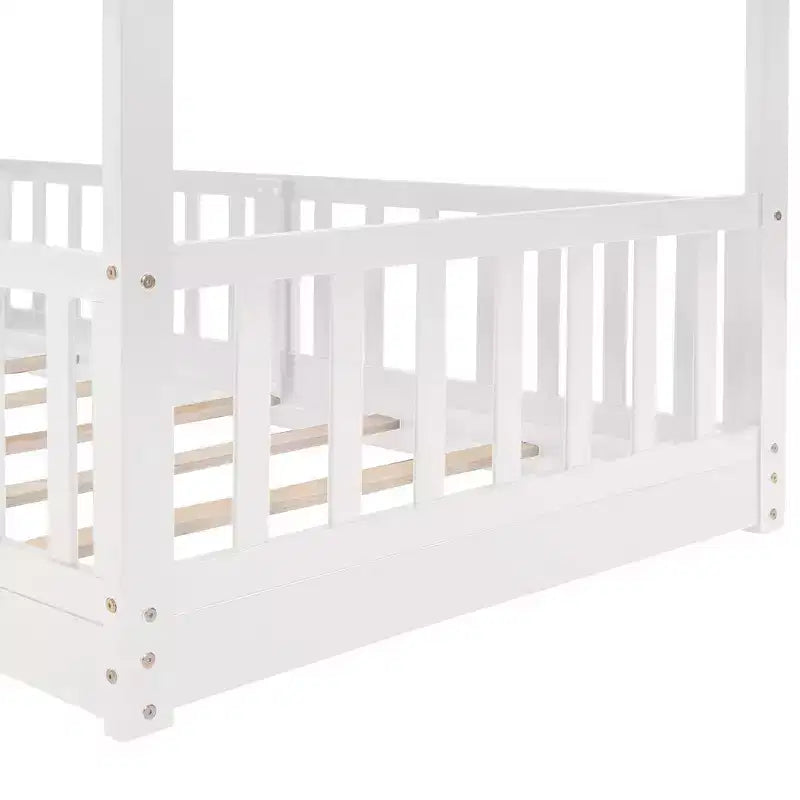 Letto a castello singolo su singolo con scivolo e scaletta, bianco
