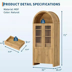 Pensile da dispensa ad arco stile fattoria alto 180 cm con ante in acrilico e ripiani regolabili – Mobile contenitore per cucina e soggiorno