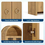 Pensile da dispensa ad arco stile fattoria alto 180 cm con ante in acrilico e ripiani regolabili – Mobile contenitore per cucina e soggiorno