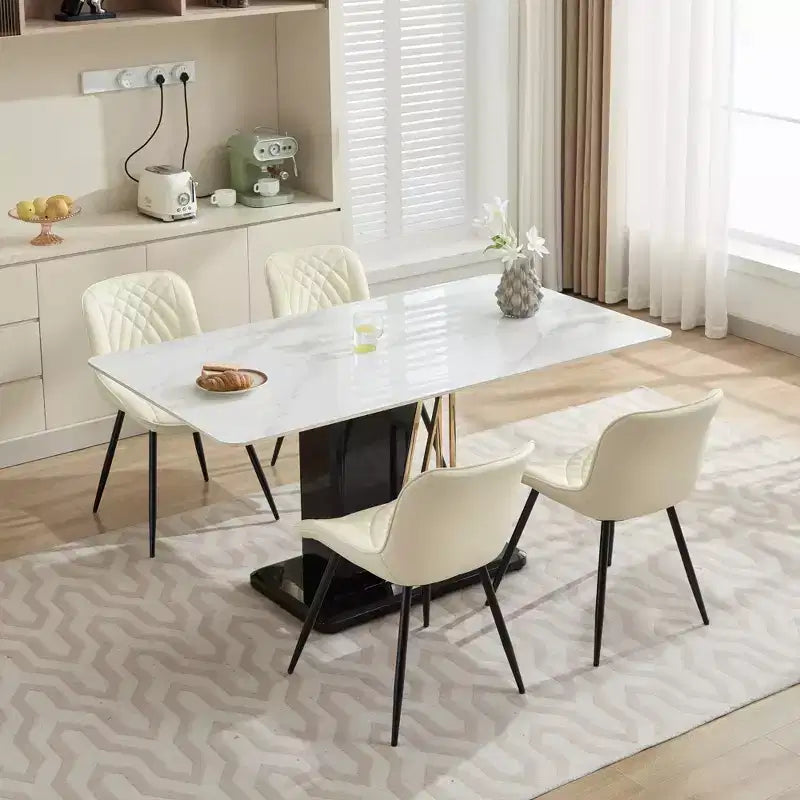 Sedie da pranzo imbottite Mid-Century Modern, set da 2 – similpelle, struttura in legno di caucciù