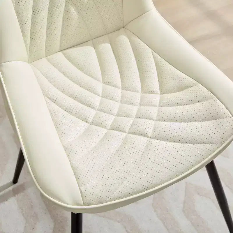 Sedie da pranzo imbottite Mid-Century Modern, set da 2 – similpelle, struttura in legno di caucciù