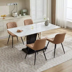 Sedie da pranzo imbottite Mid-Century Modern, set da 2 – similpelle, struttura in legno di caucciù
