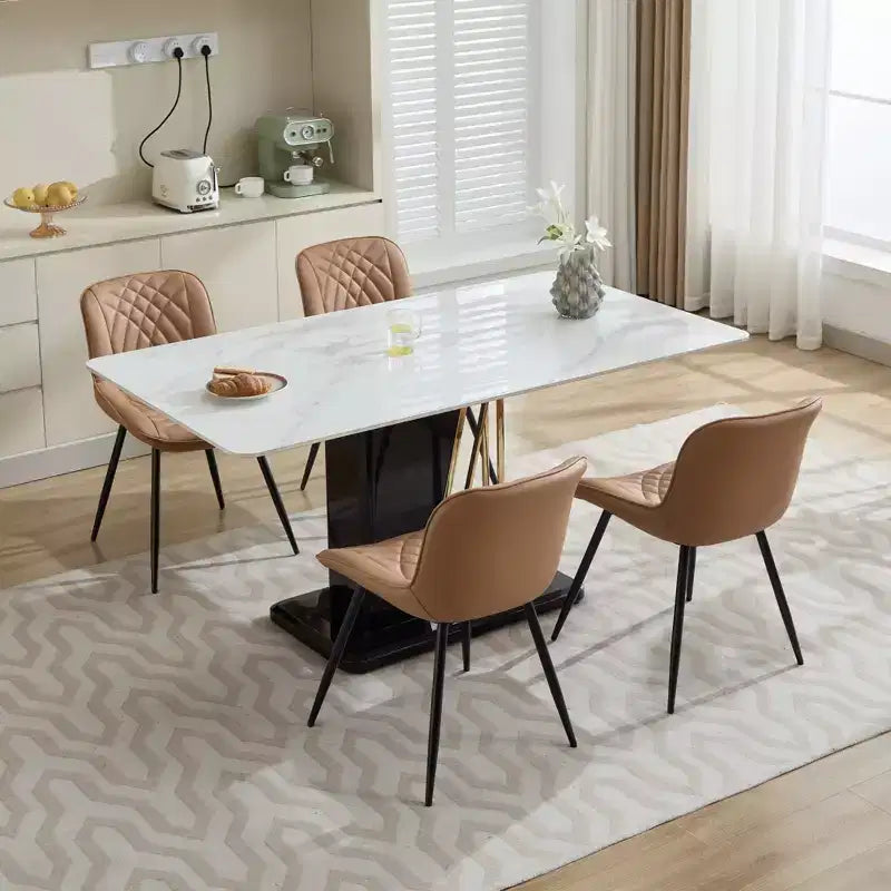 Sedie da pranzo imbottite Mid-Century Modern, set da 2 – similpelle, struttura in legno di caucciù