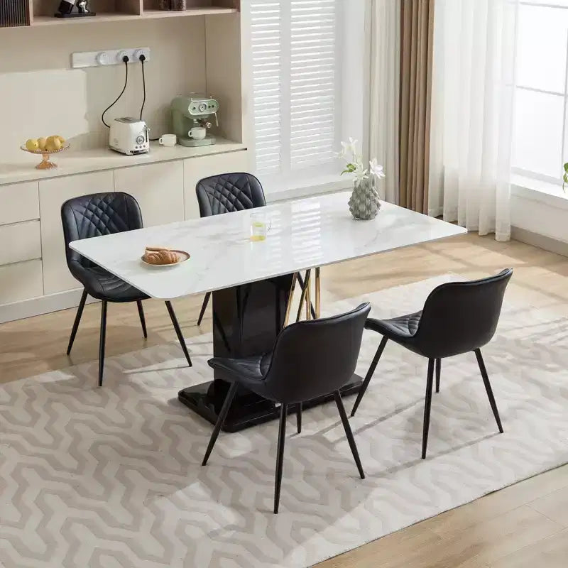 Sedie da pranzo imbottite Mid-Century Modern, set da 2 – similpelle, struttura in legno di caucciù