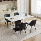 Sedie da pranzo imbottite Mid-Century Modern, set da 2 – similpelle, struttura in legno di caucciù