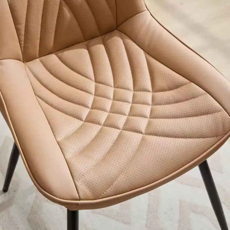 Sedie da pranzo imbottite Mid-Century Modern, set da 2 – similpelle, struttura in legno di caucciù