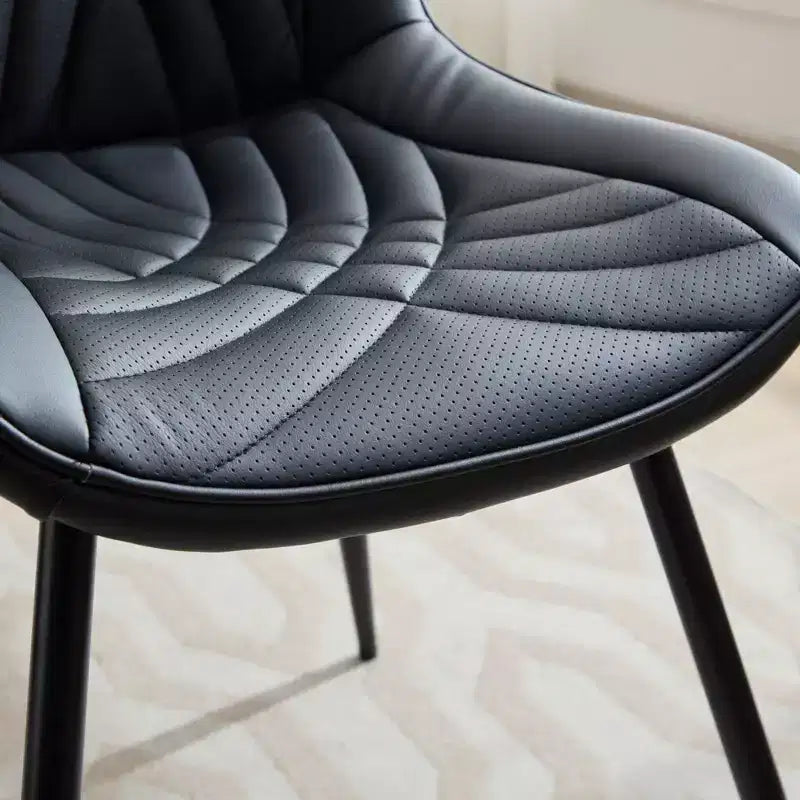Sedie da pranzo imbottite Mid-Century Modern, set da 2 – similpelle, struttura in legno di caucciù