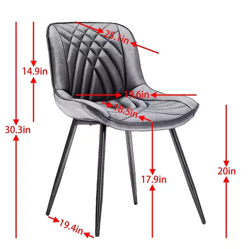 Sedie da pranzo imbottite Mid-Century Modern, set da 2 – similpelle, struttura in legno di caucciù