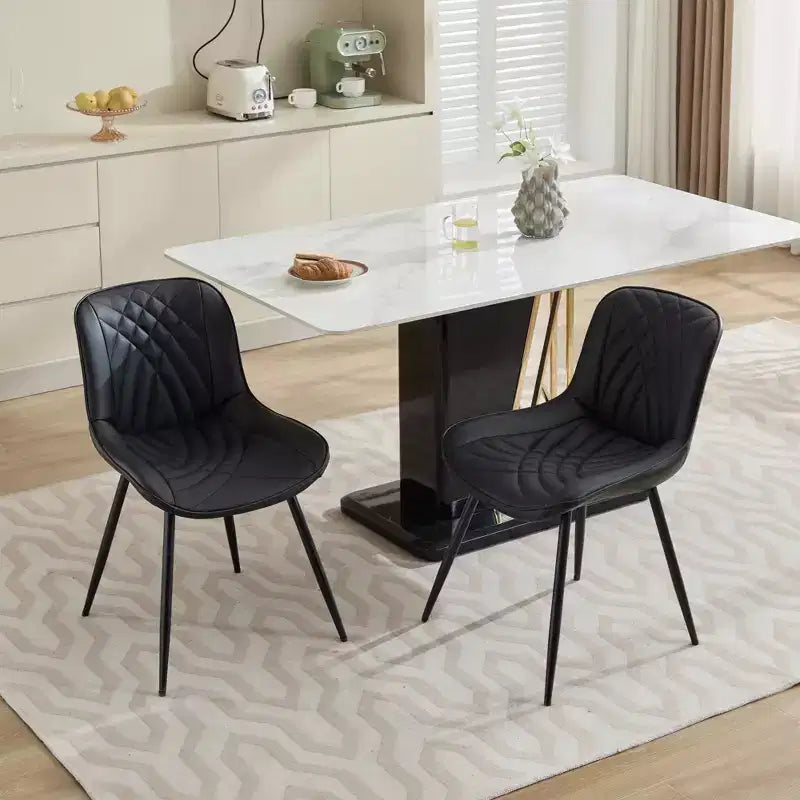 CLIHOME Set of 2 Dining Chairs, Mid Century Modern Kitchen Chair Comfortable Upholstered Faux Leather Dinner Chairs