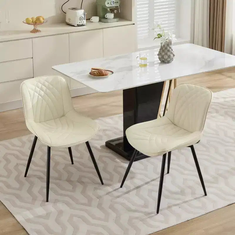 Sedie da pranzo imbottite Mid-Century Modern, set da 2 – similpelle, struttura in legno di caucciù