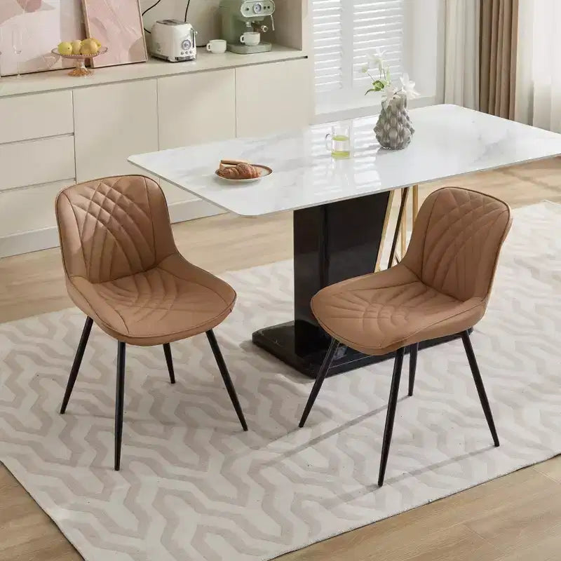 Sedie da pranzo imbottite Mid-Century Modern, set da 2 – similpelle, struttura in legno di caucciù