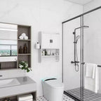 Mobiletto da bagno a parete bianco con anta, ripiano regolabile, portasciugamani e portacarta – Pensile da bagno sopra il WC