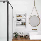 Mobiletto da bagno a parete bianco con anta, ripiano regolabile, portasciugamani e portacarta – Pensile da bagno sopra il WC