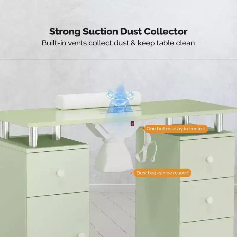 Tavolo da Manicure Bianco da 42,5" per Salone con 3 Cassetti – Postazione per Unghie in MDF per Casa o Salone