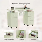 Tavolo da Manicure Bianco da 42,5" per Salone con 3 Cassetti – Postazione per Unghie in MDF per Casa o Salone